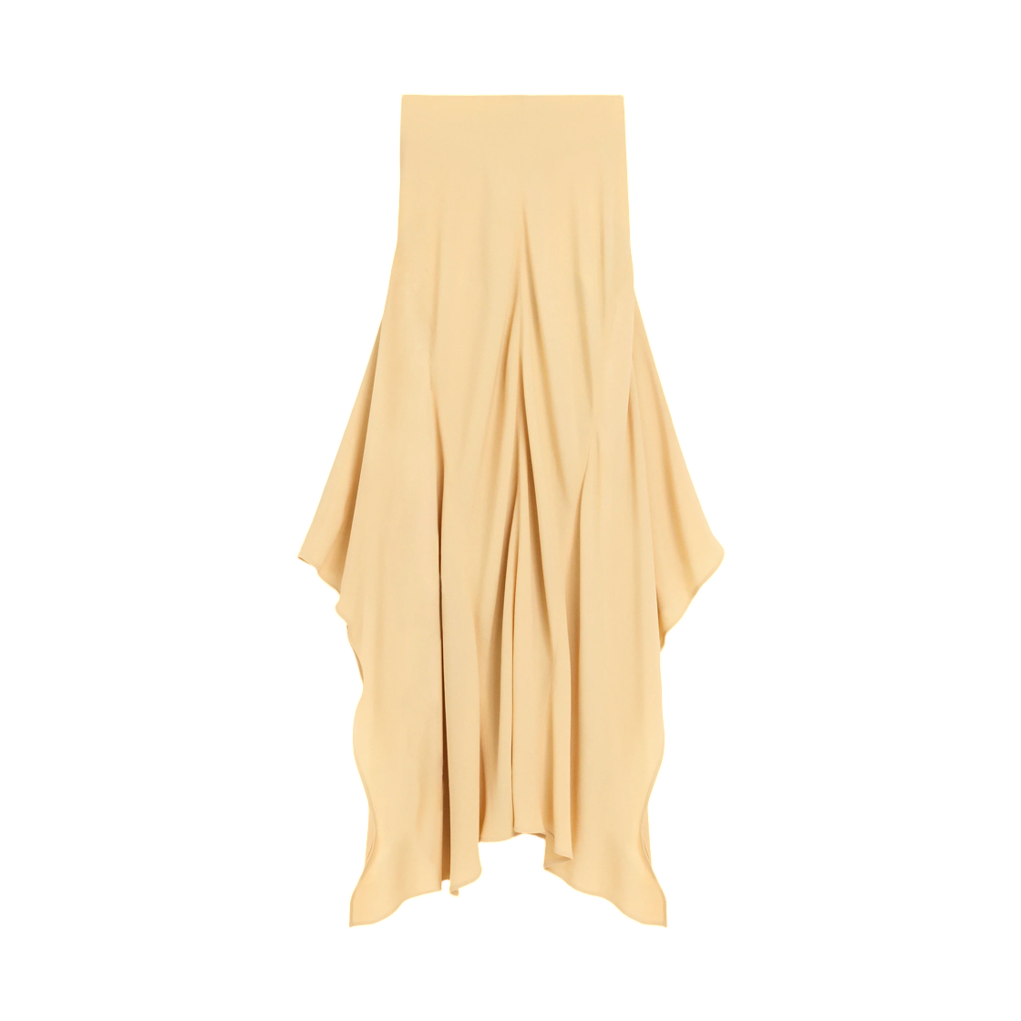 FSK484-AC0022-718 (W) AMI Yellow Maxi Flared Blended Silk Skirt Vanilla Cream