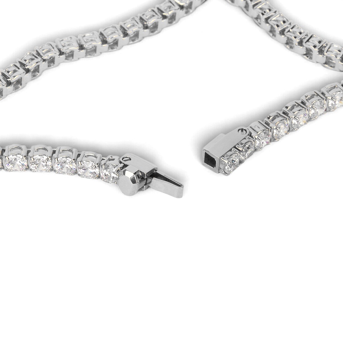 (W) 스와로브스키 매트릭스 테니스 브레이슬릿 화이트 로듐 플래팅((W) Swarovski Matrix Tennis Bracelet White Rhodium Plated) - 4