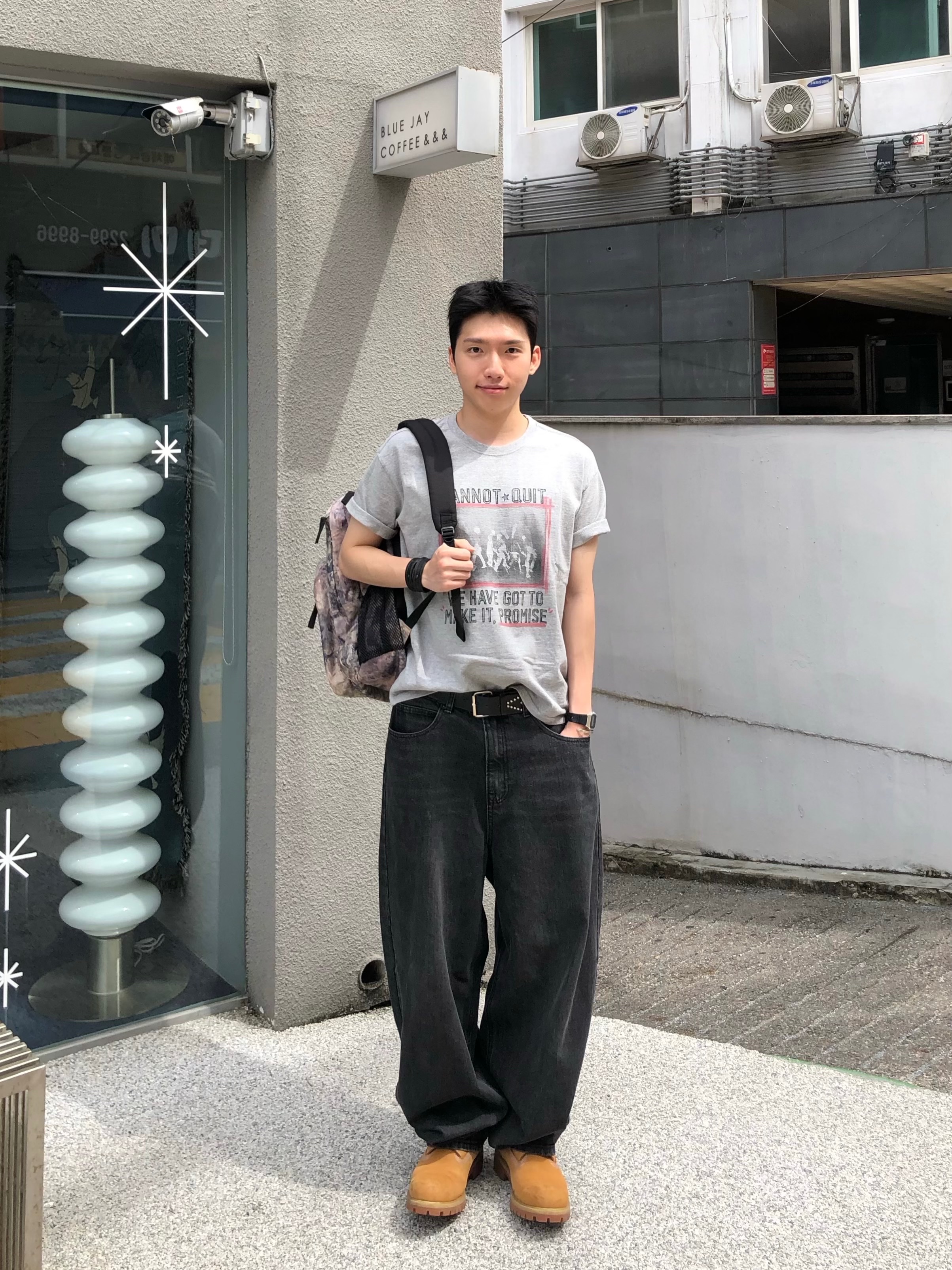 AMOU Marking Box Half T-Shirts Gray, Timberland Premium 6 inch Waterproof Boot Wheat Nubuck - Wide 착용 스타일 - 1