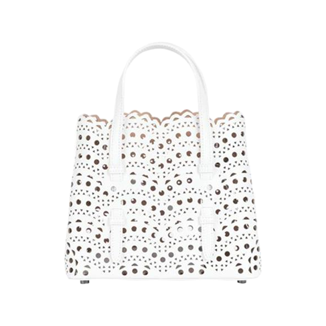 AA1S06720 C0A44 010 [25% 쿠폰] Alaia Mina 20 Bag in Vienne Wave Lux Calfskin Optic White