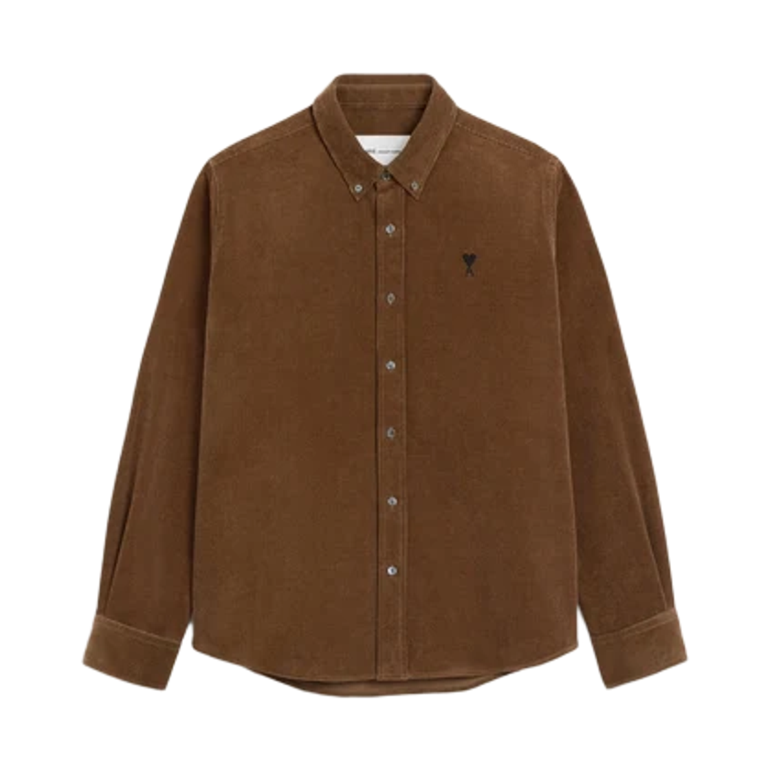 HSH797-CO0089-2221 AMI Brown Corduroy Shirt with Ami De Coeur Chocolate Brown