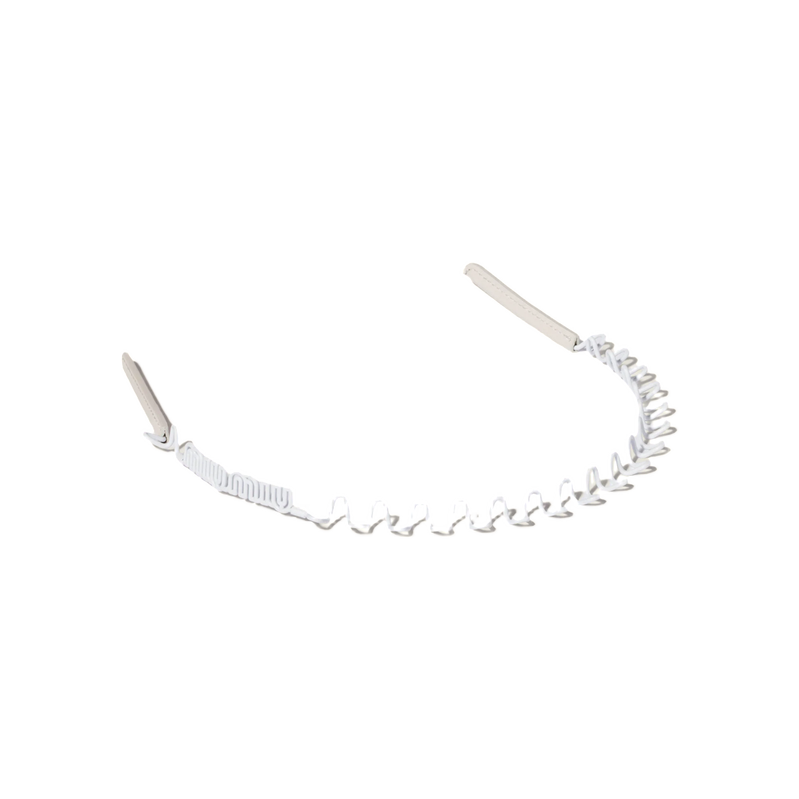 5IH151-2ZV9-F0K74 Miu Miu Metal and Leather Headband Chalk White