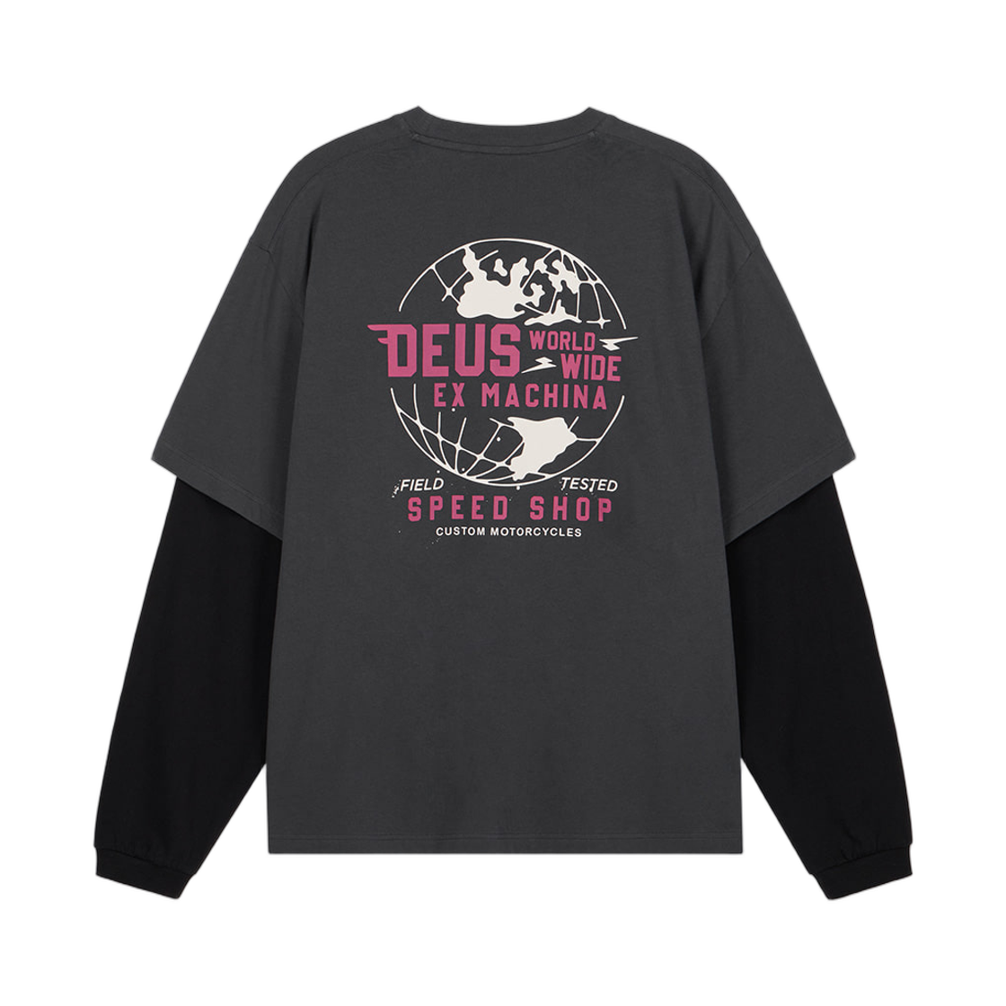 D263ULT270-094 Deus Ex Machina Global Spark Layered L/S T-Shirt Charcoal