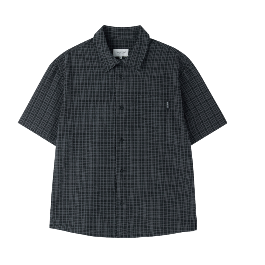 P262MSH140194 BROMPTON LONDON Check Seersucker Shirt C Grey