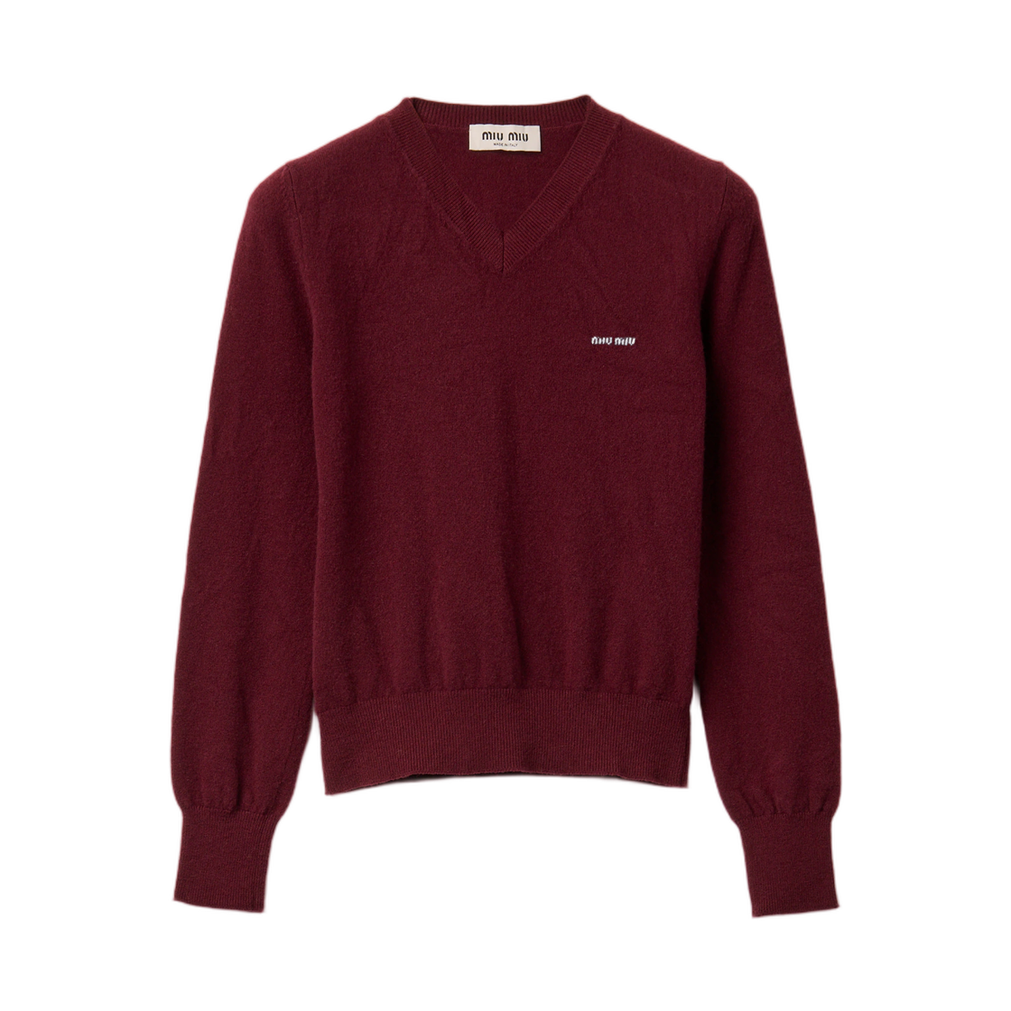 MML08K-6600-F0399 (W) Miu Miu V-Neck Wool Cardigan Amaranth Red