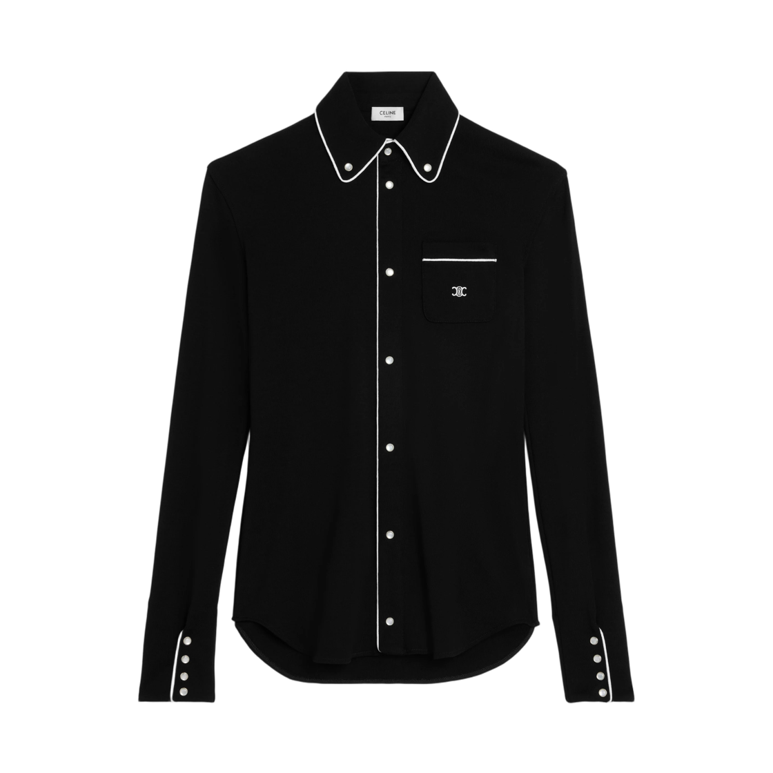 RC0M63K60-38AW (W) Celine Shirt in Cotton Jersey Black White