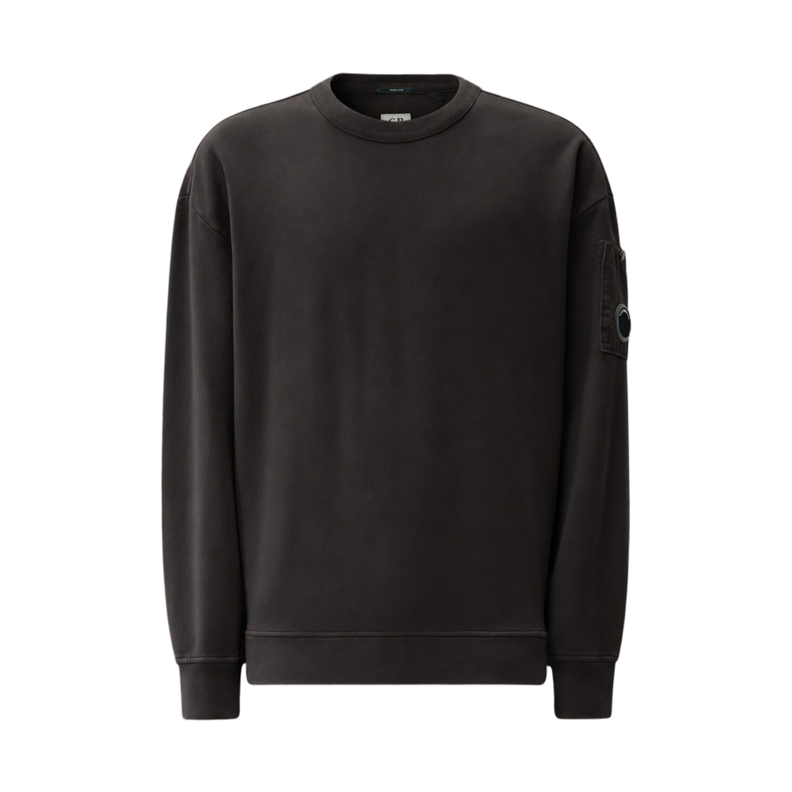 21CMSS019A006372M999 C.P. Company Brushed And Emerized Diagonal Fleece Mixed Boxy Lens Crewneck Sweatshirt Black - 26FW