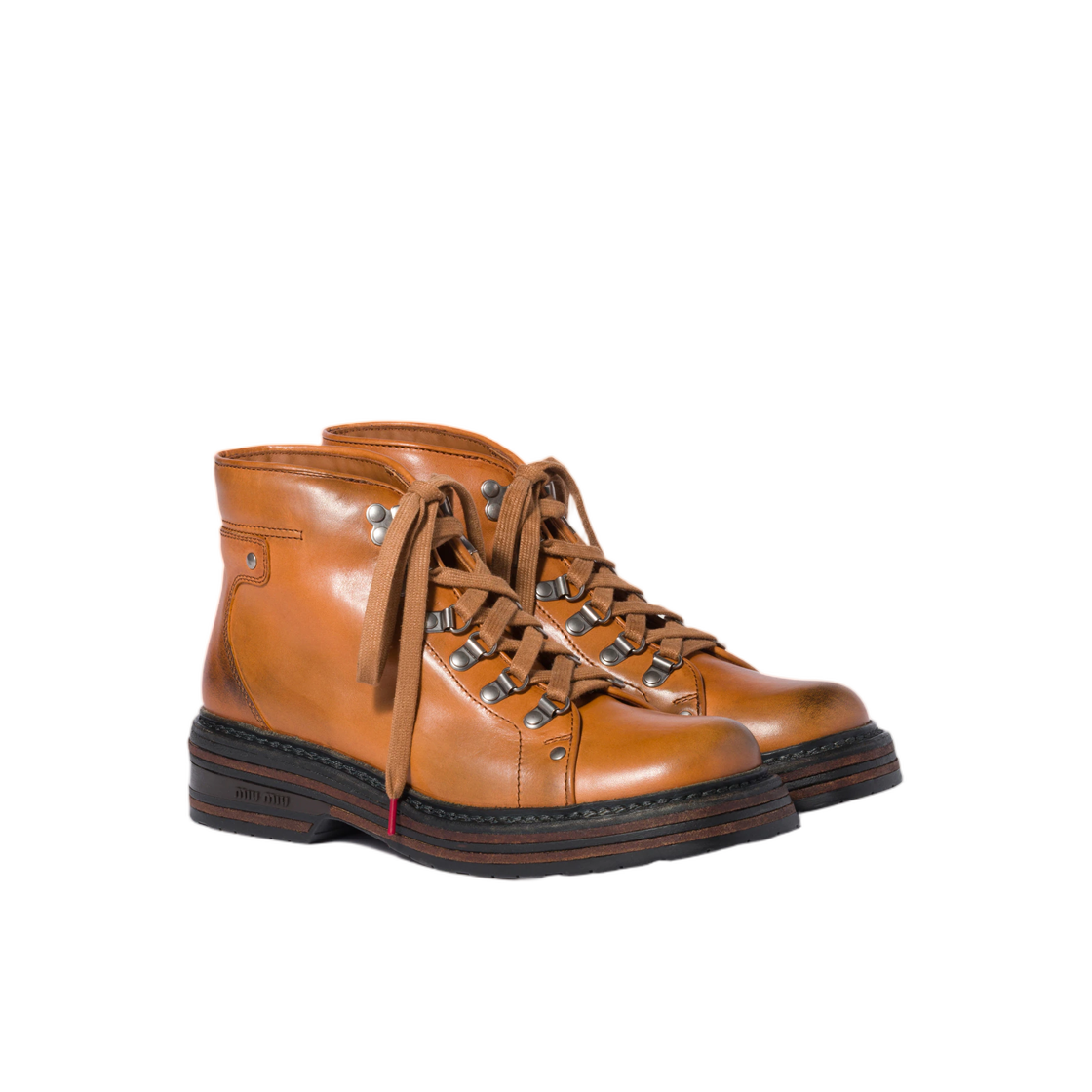 (W) 미우 미우 레더 부티 꼬냑((W) Miu Miu Leather Booties Cognac) - 2