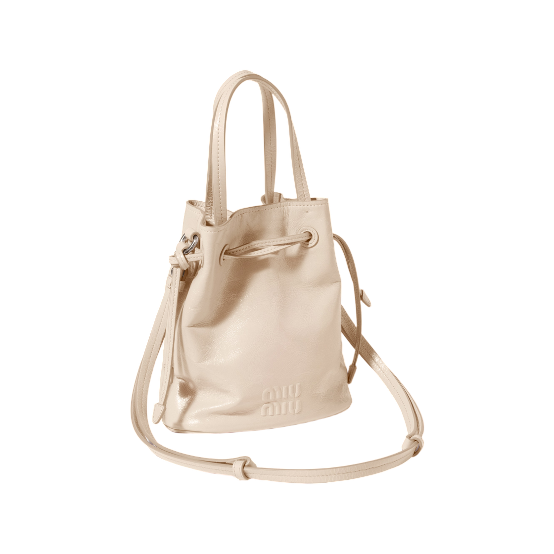 미우 미우 샤이니 레더 파우치 트래버틴 스톤(Miu Miu Shiny Leather Pouch Travertine Stone) - 2