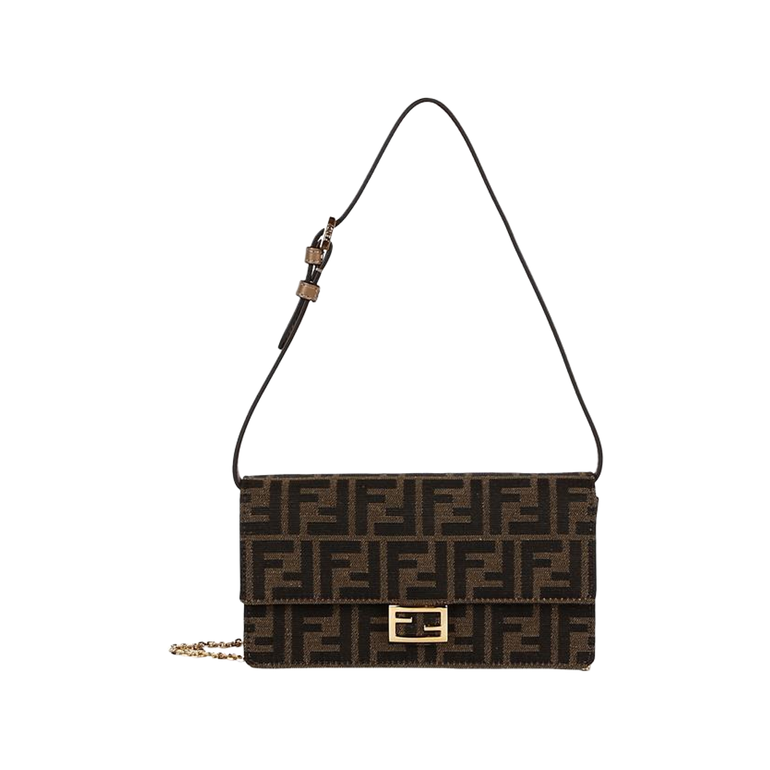 8M0498 A98P F0A6E [25% 쿠폰] Fendi FF Chain Baguette Wallet Brown