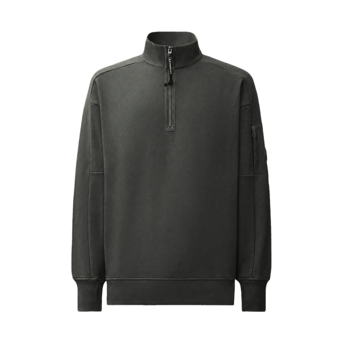 21CMSS033A005086W985 C.P. Company Diagonal Raised Fleece Lens Half Zip Sweatshirt Raven Grey - 26FW