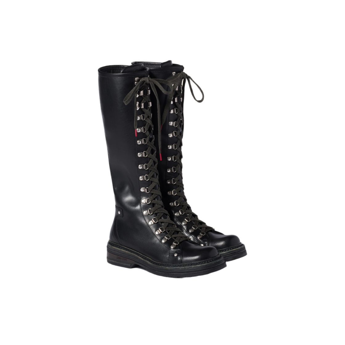 (W) 미우 미우 레더 부츠 블랙((W) Miu Miu Leather Boots Black) - 2