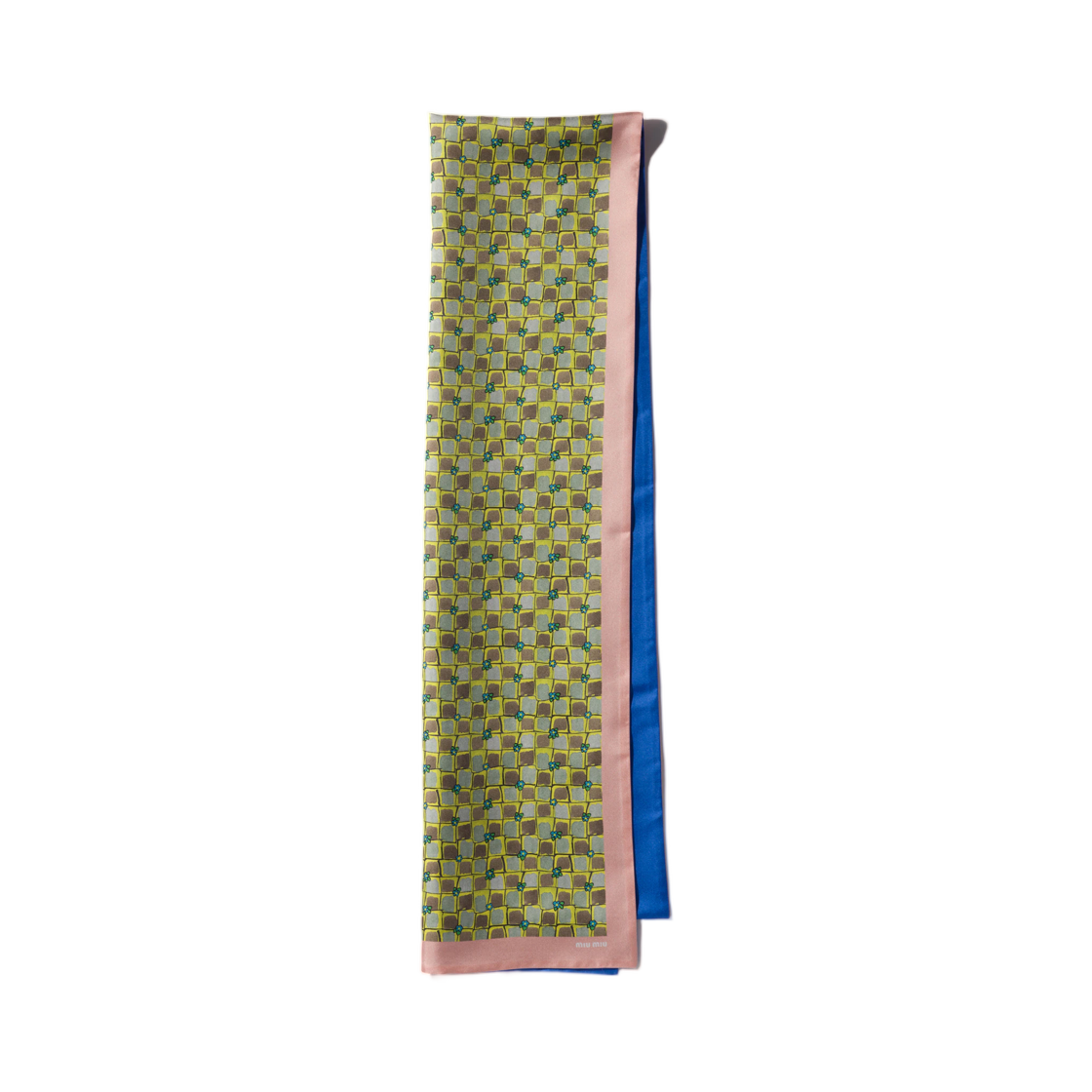 5FF065-2G9K-F05NN Miu Miu Printed Twill Scarf Topaz Periwinkle