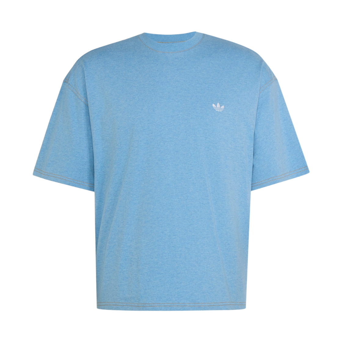 KV4890 Adidas Trefoil Essentials Melange Loose Crop T-Shirt Light Blue Mel - KR Sizing