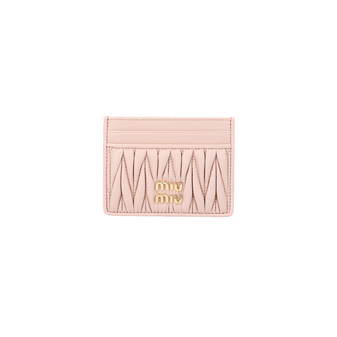 [25% 쿠폰] 미우 미우 마테라쎄 나파 레더 카드 홀더 파우더 핑크([25% 쿠폰] Miu Miu Matelasse Nappa Leather Card Holder Powder Pink) - 1