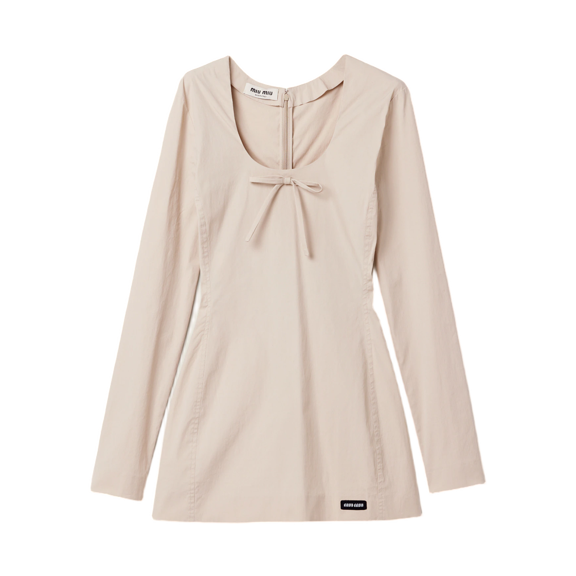 MF6588-6472-F0A08 (W) Miu Miu Stretch Poplin Mini Dress Limestone