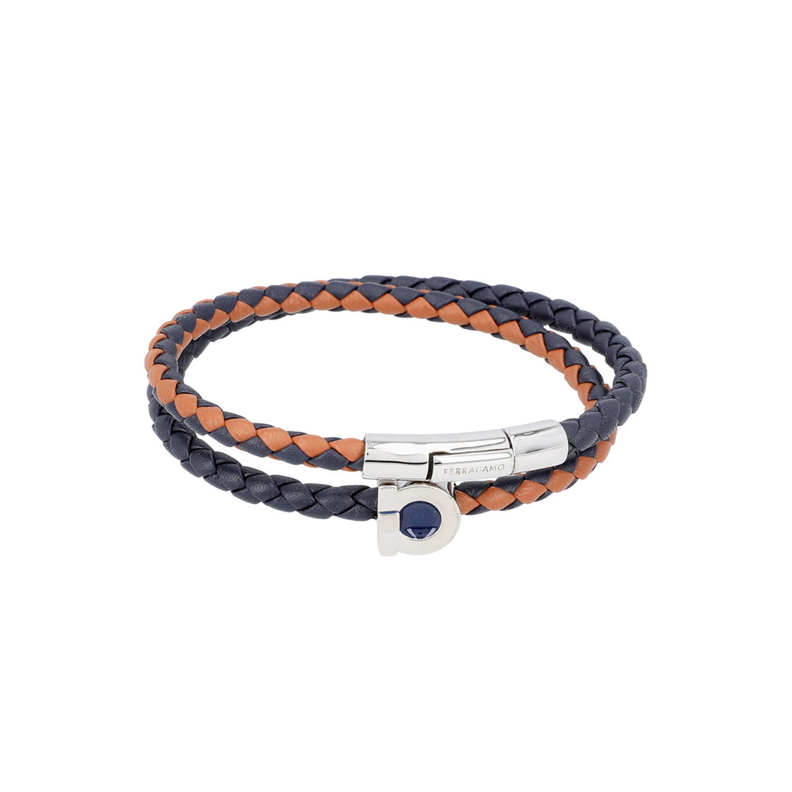 77 0404 0791269 [25% 쿠폰] Ferragamo Gancini Large Bracelet Silver Navy Blue