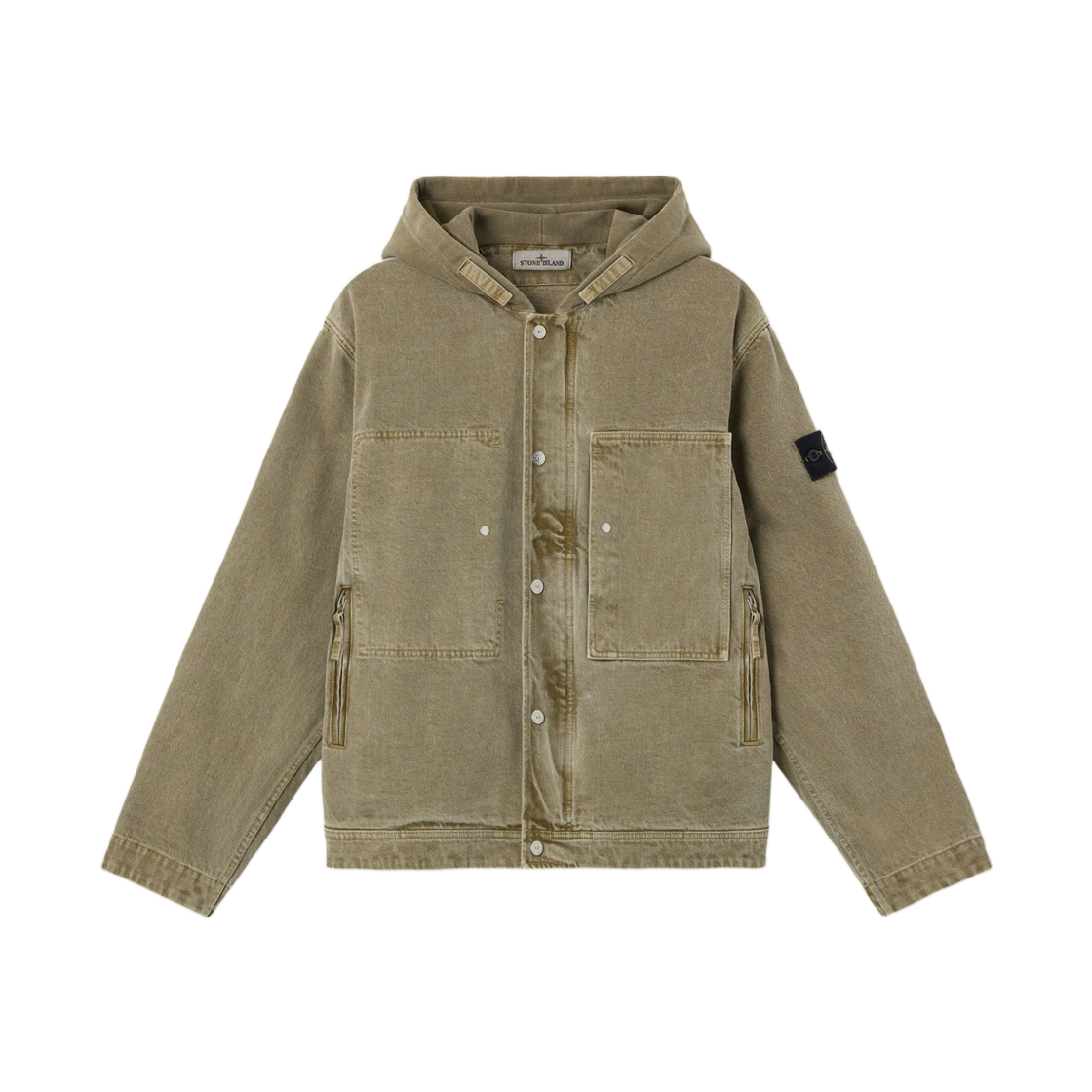 L2S15Q1000-45S00T4-V005G Stone Island Q100045 Mineral Dyed Cotton Gabardine-TC Hooded Jacket with Multiple Pockets Military Green - 26FW