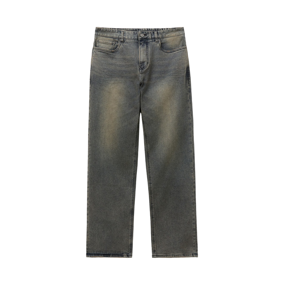 시리즈 중청 오일 루즈 스트레이트 데님 팬츠 인디고(Series Medium-Wash Oil Loose Straight Denim Pants Indigo)