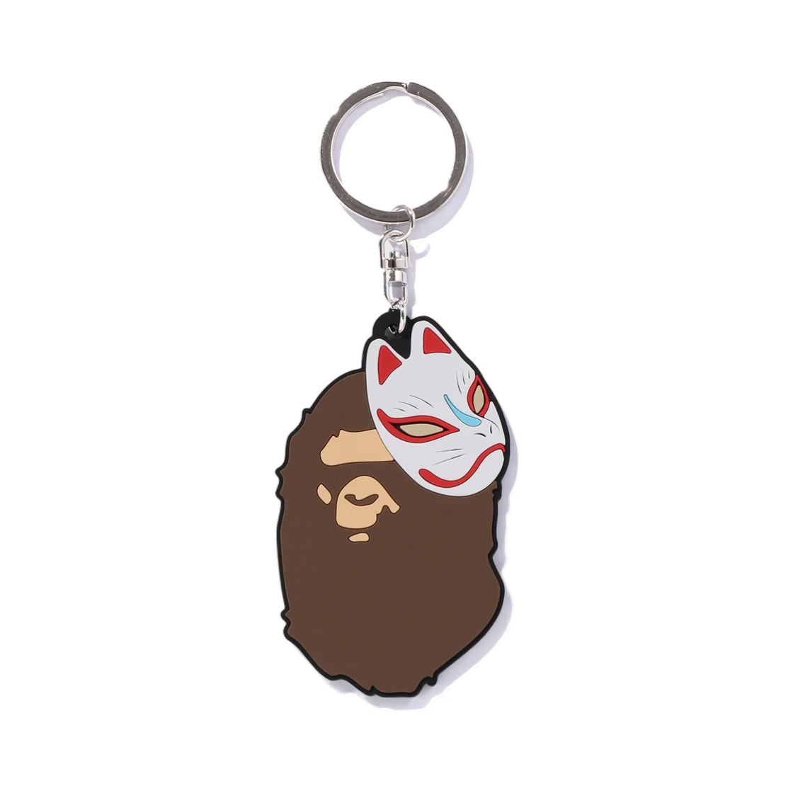 - BAPE Japanese Fox Mask Rubber Keychain Brown