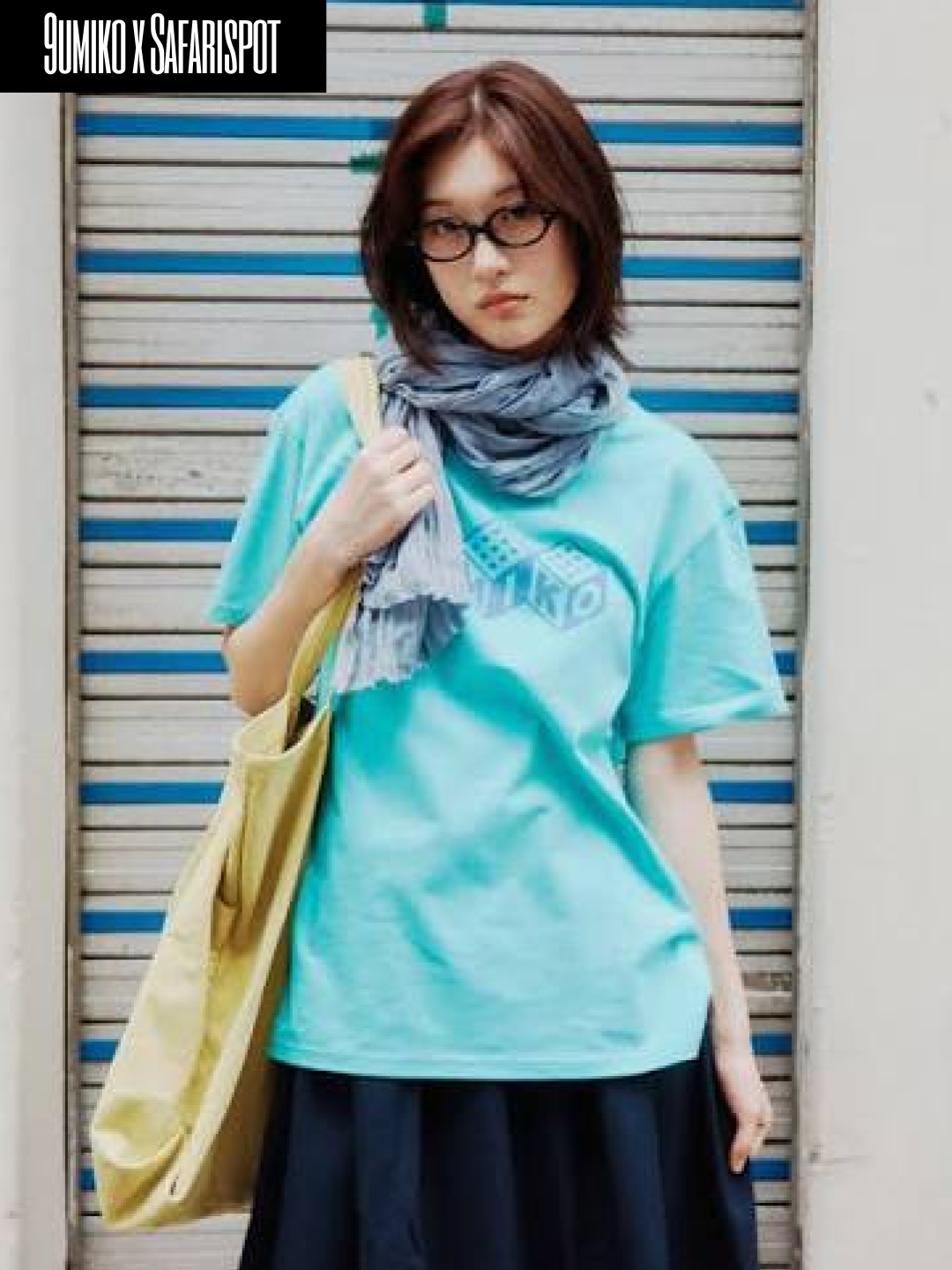 Safarispot X 9umiko College T-Shirt (Heather Gray), [예약 배송] Safarispot X 9umiko CD Backpack (Purple) 착용 스타일 - 2