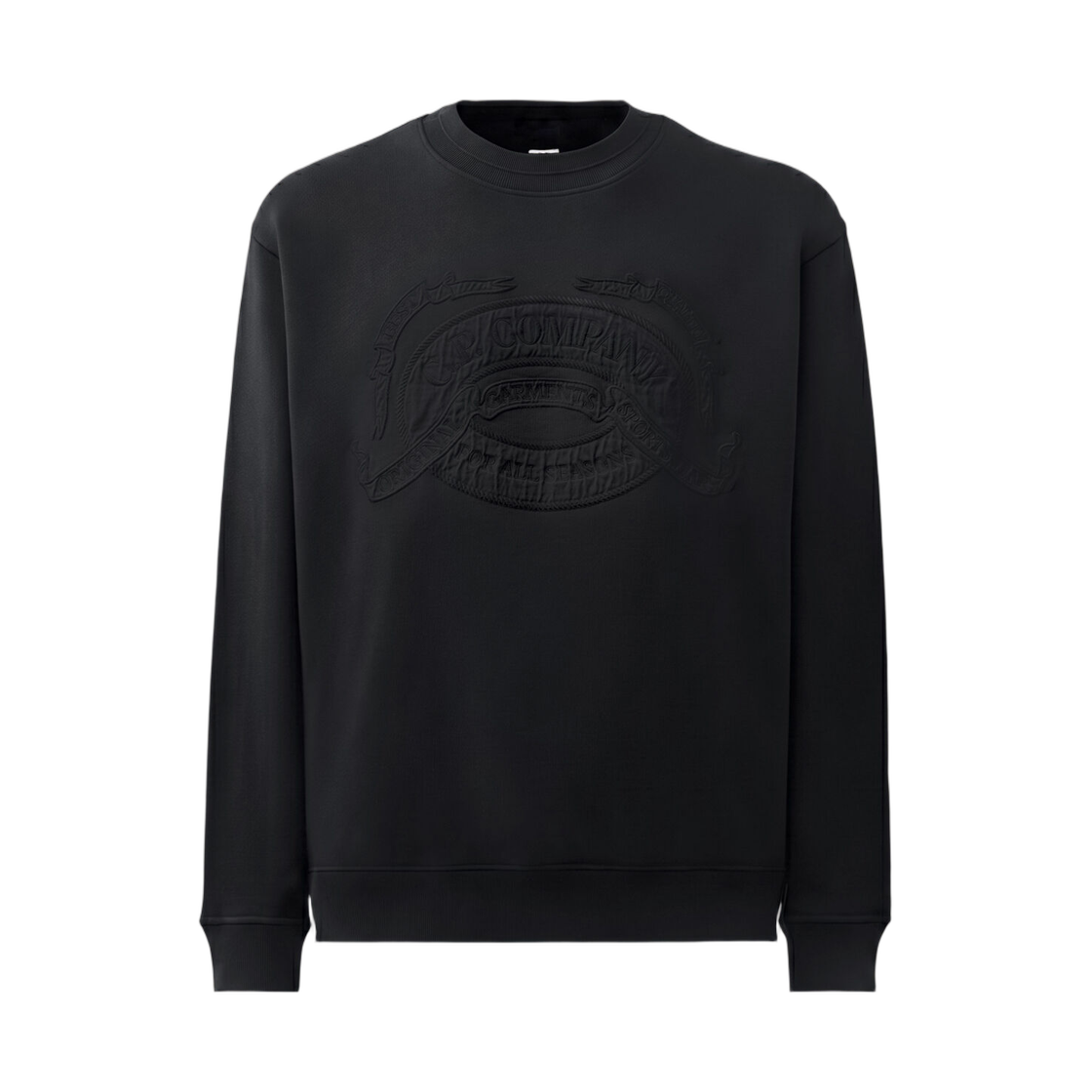 21CMSS174A006453O999 C.P. Company Cotton Fleece Crewneck Logo Sweatshirt Black - 26FW