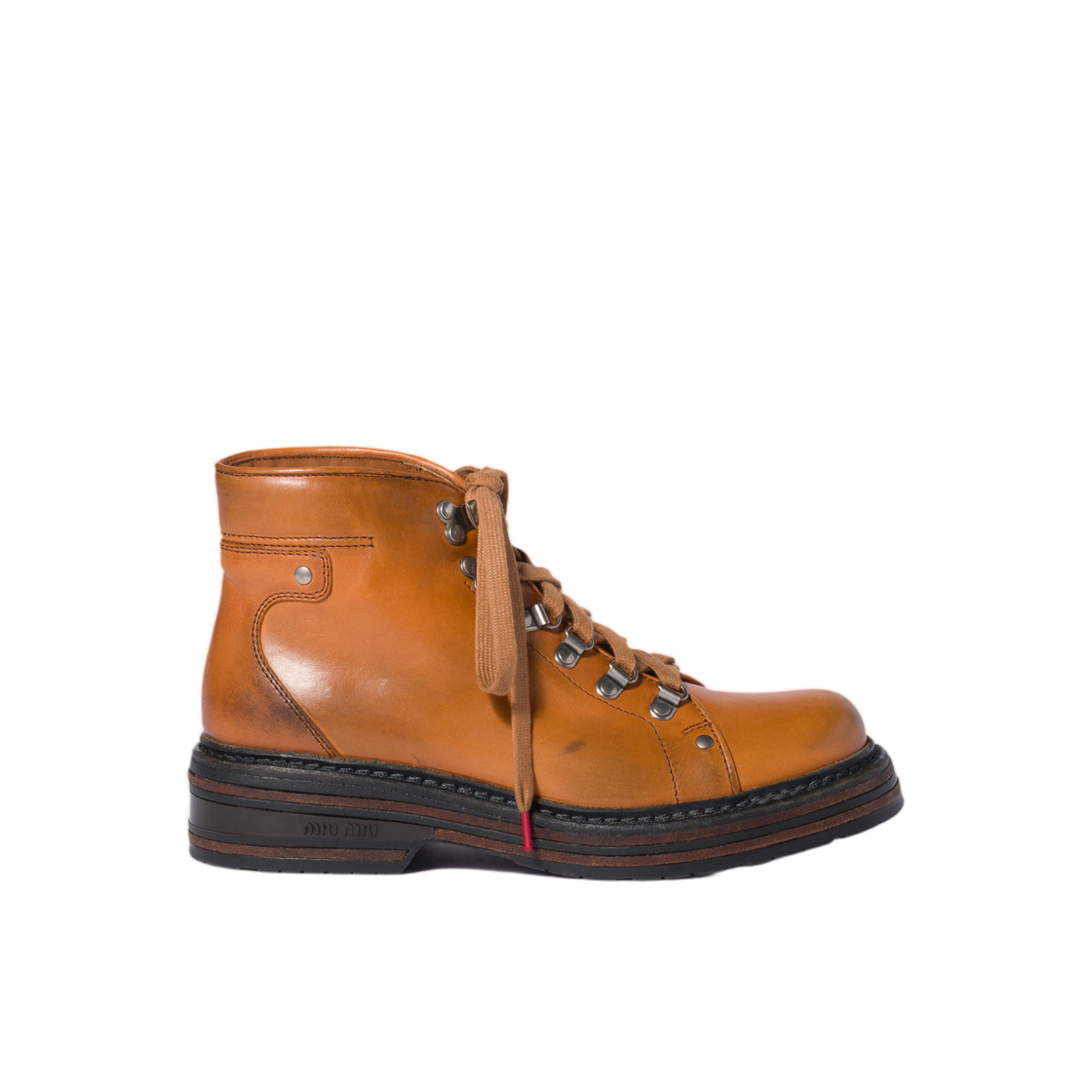 5T800E-5OD-F0046 (W) Miu Miu Leather Booties Cognac
