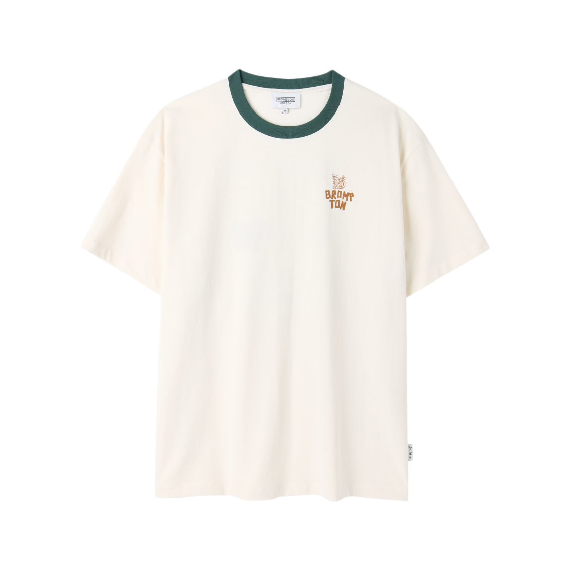 P262UTS139907 BROMPTON LONDON Tropical Back Graphic Half Sleeve T-Shirt Cream