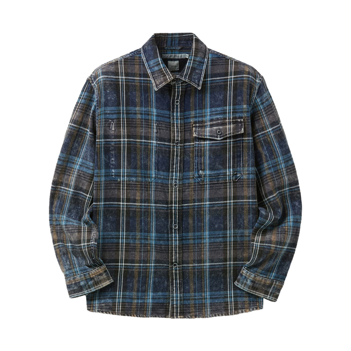 시리즈 스노우 워싱 체크 셔츠 오버핏 블루(Series Snow-Washed Check Shirt Oversized Fit Blue)