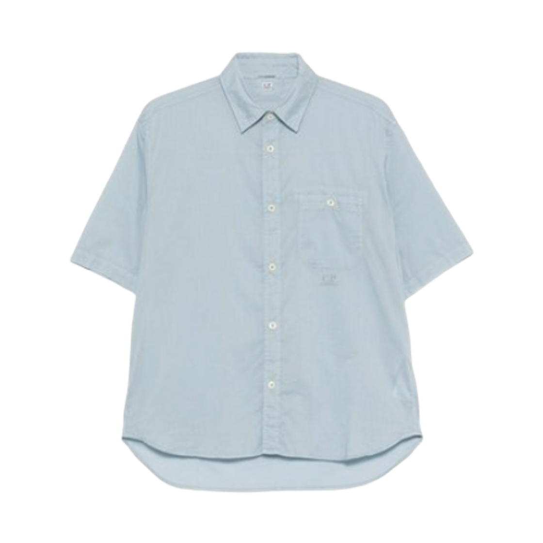 20CMSH224A110349G809 C.P. Company Light Mussola Short Sleeve Button Shirt Silver Blue - 26SS
