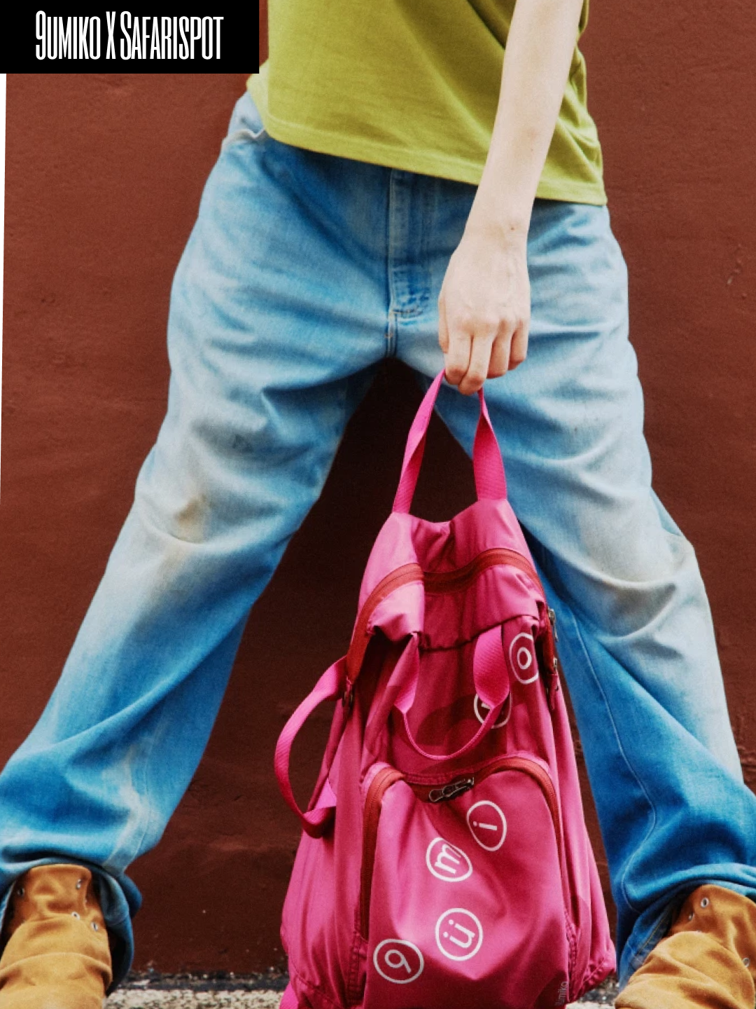 Safarispot X 9umiko College T-Shirt (Heather Gray), [예약 배송] Safarispot X 9umiko CD Backpack (Purple) 착용 스타일 - 4
