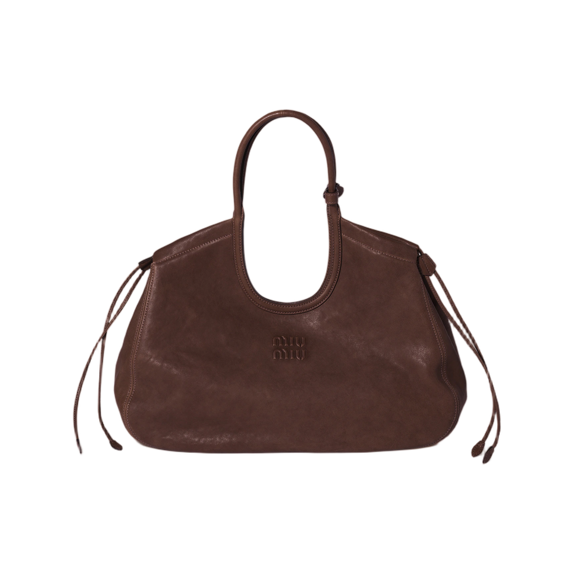 5BG342-2BBL-F0NBL Miu Miu Ivy Nappa Leather Shopping Bag Briarwood
