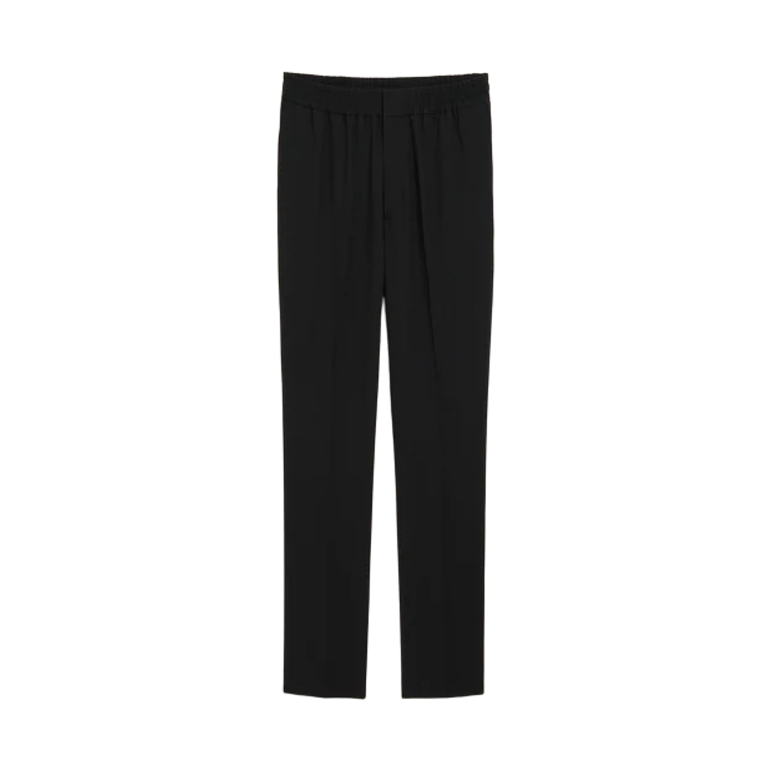 HTR226-WV0211-001 AMI Black Elasticated Waist Wool Trousers Black