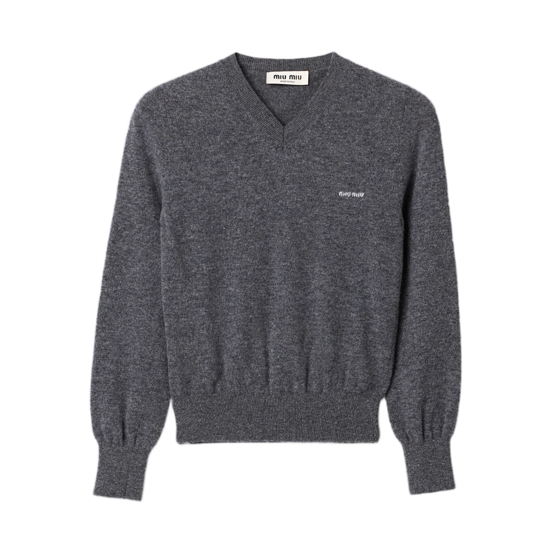 MML08K-6600-F0480 (W) Miu Miu V-Neck Wool Cardigan Slate Gray