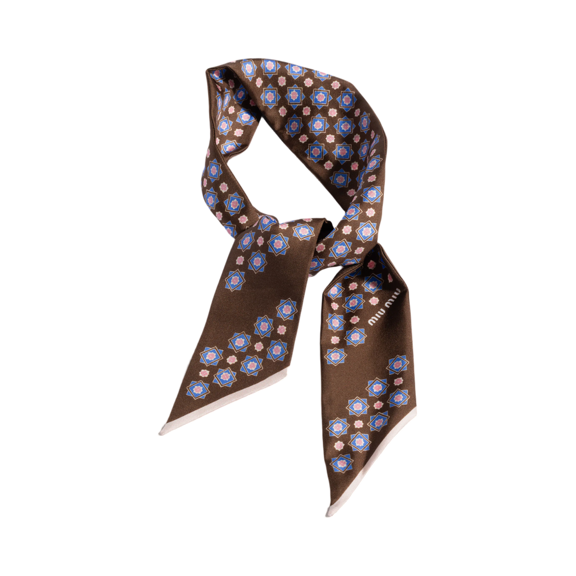 미우 미우 프린티드 트윌 스카프 코코아 페르빈카(Miu Miu Printed Twill Scarf Cocoa Pervinca) - 2