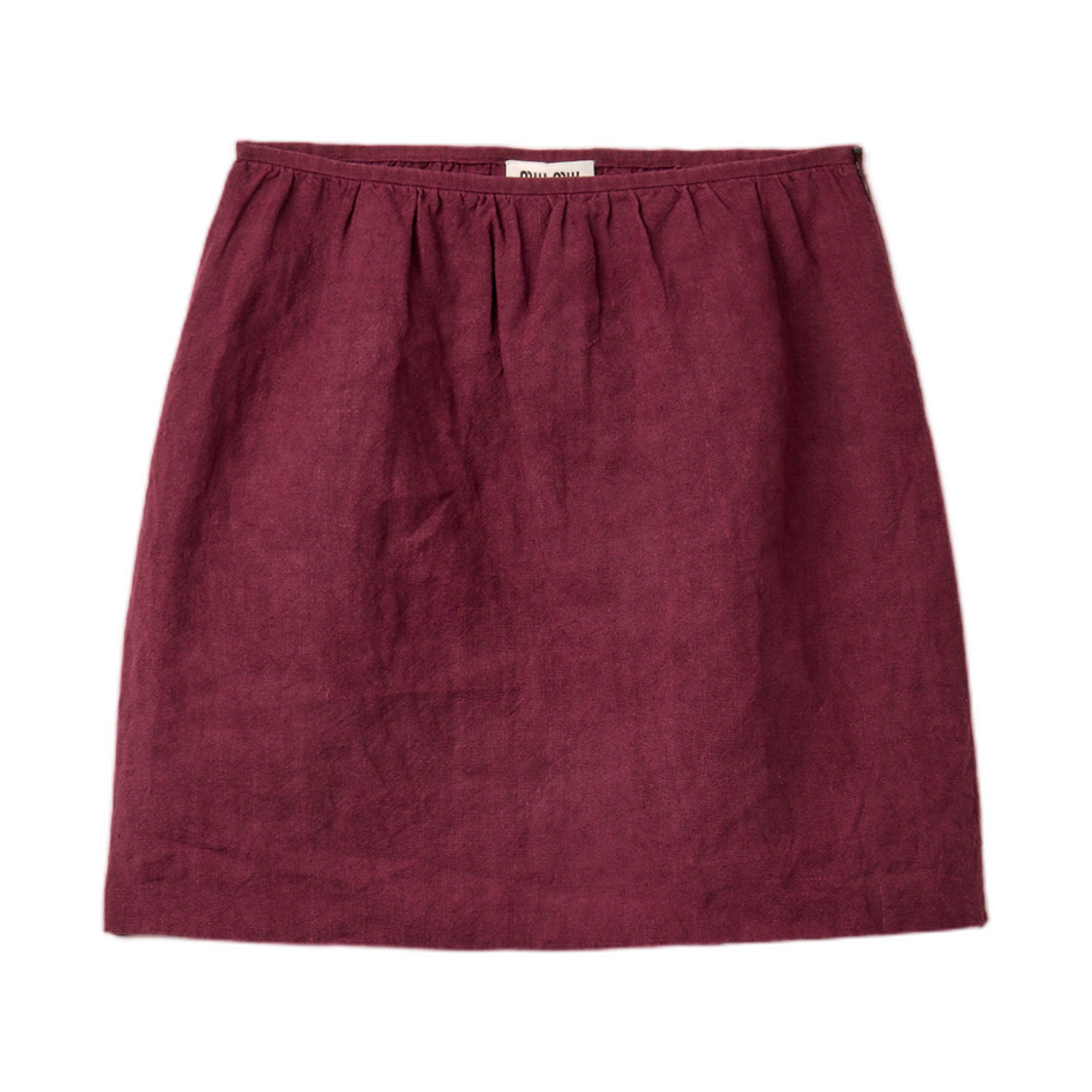 MG2768-6733-F0007 (W) Miu Miu Linen Skirt Burgundy