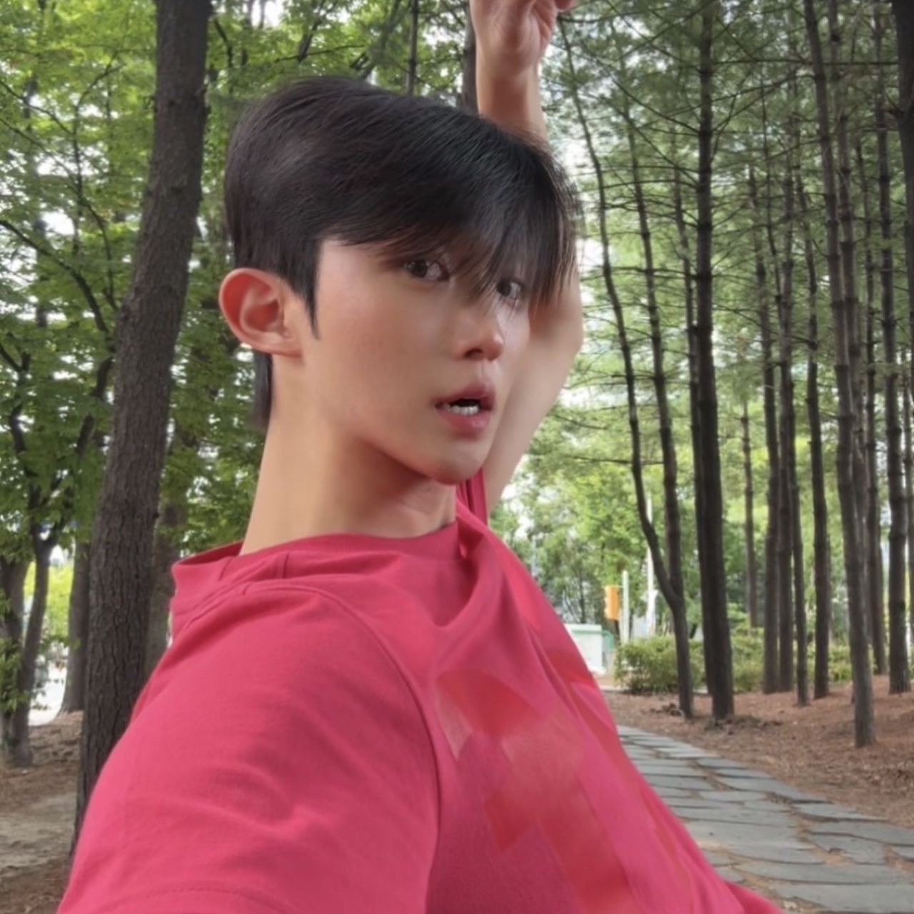 [KREAM 단독] Safarispot Basic Safari T-Shirt Red 착용 스타일