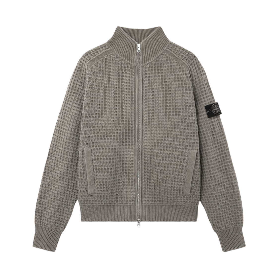 L2S1551000-34S00TC-V0060 Stone Island 5100034 Mineral Dyed Regenerated Cotton Loose-Fit Zip-Up Jumper with Stand Collar Grey - 26FW