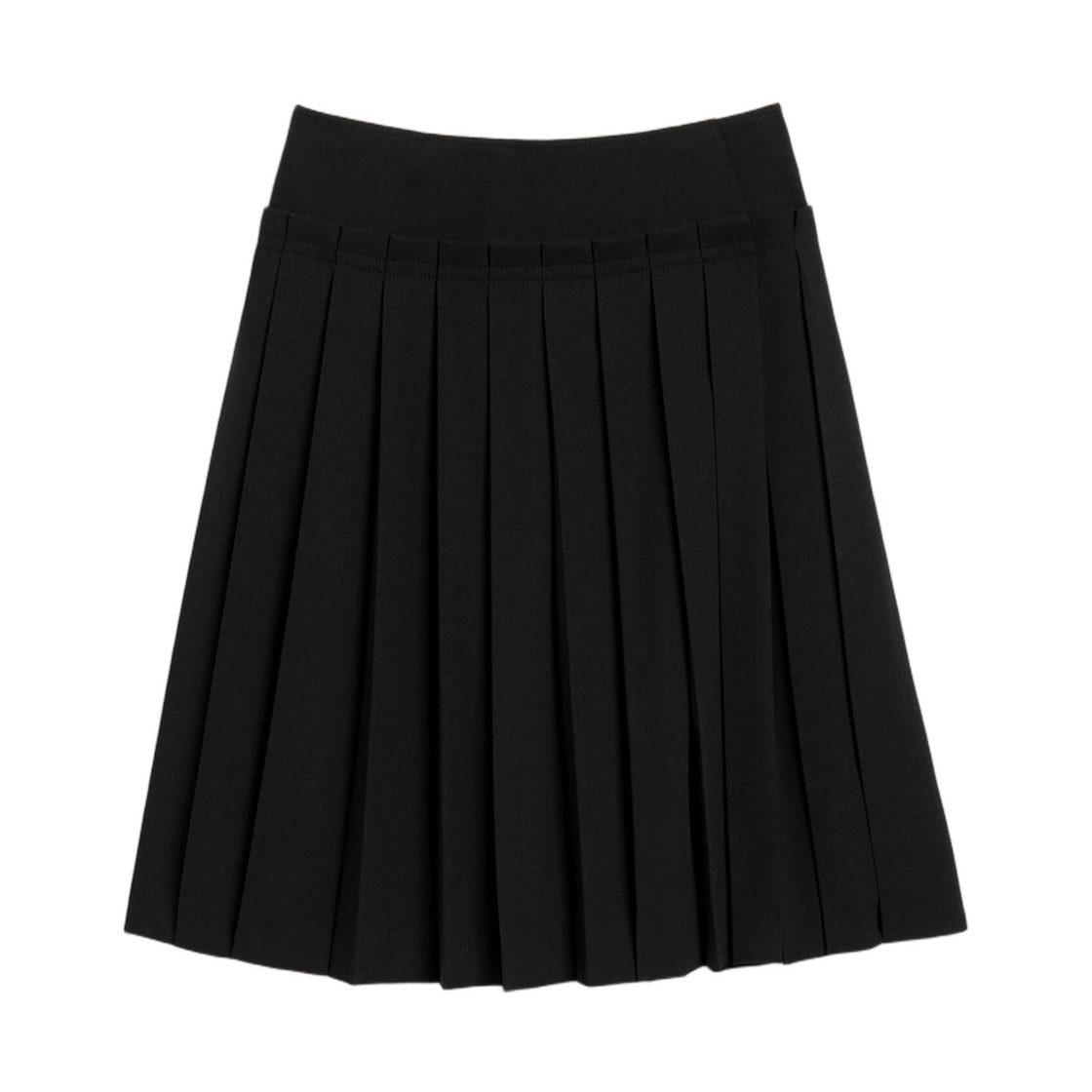 USK483-WV0211-001 AMI Black Midi Pleated Wool Skirt Black