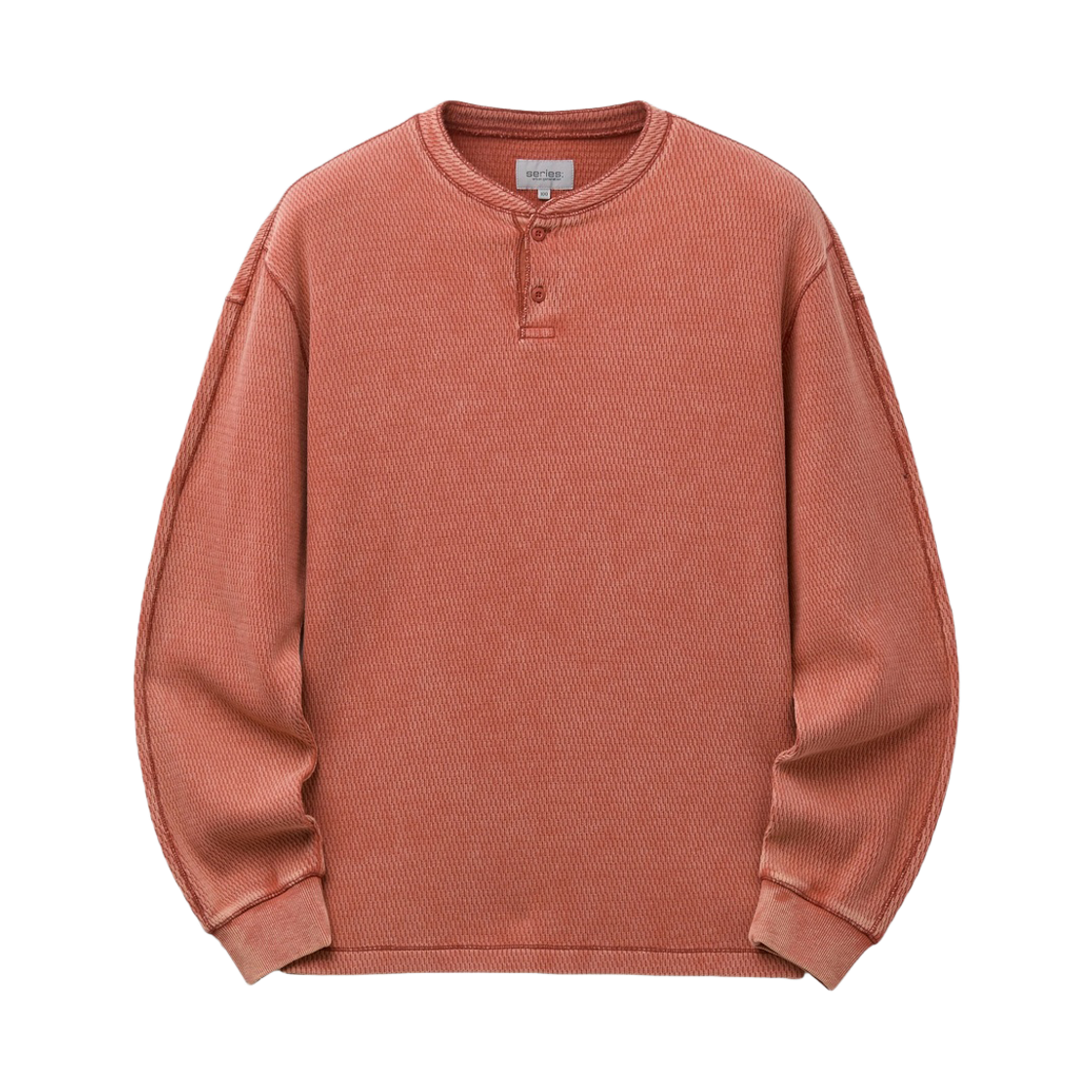 시리즈 x 로우하이드 워시드 헨리넥 티셔츠 레드(Series x Rawhyde Washed Henley-Neck T-Shirt Red)