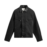 Zara Denim Jacket with Contrast Collar Black