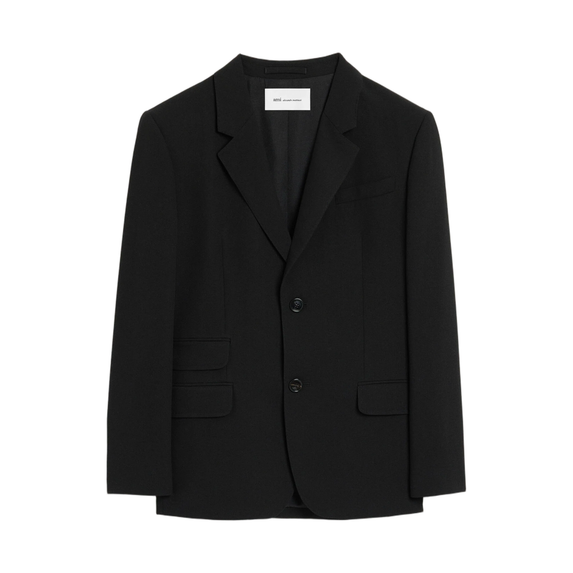 HBV763-WV0211-001 AMI Black Single Breasted Straight Fit Wool Blazer Black