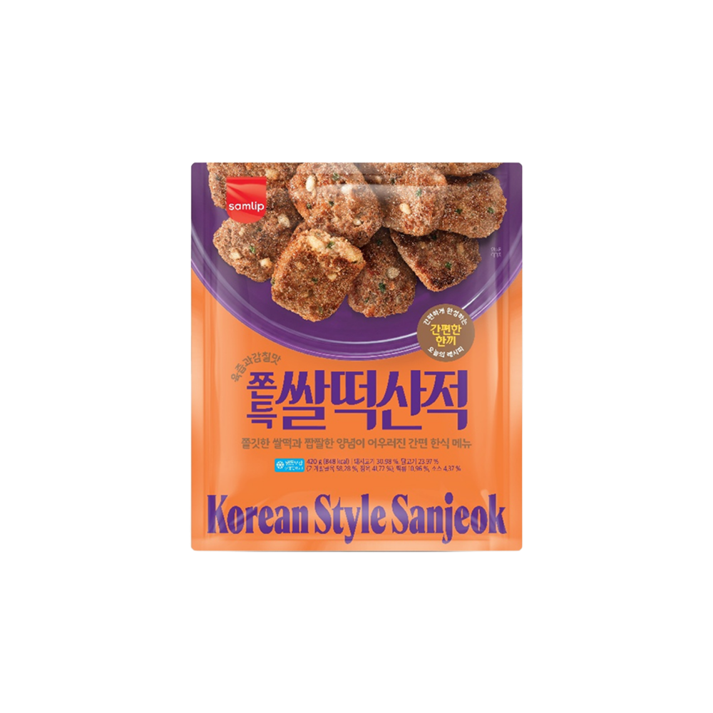 삼립 쫀득 쌀떡산적 420g 2봉(Samlip Chewy Rice Cake & Meat Skewers (Sanjeok) 420g (2 Packs))