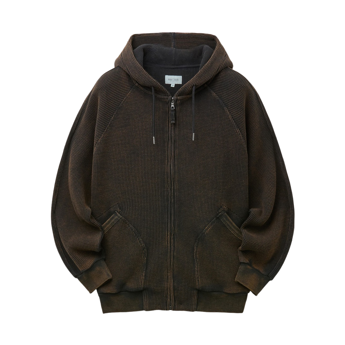 시리즈 셋업 시리즈 로우하이드 워시드 와플 후드 집업 블랙(Series Set Up Series x Rawhyde Washed Waffle Hooded Zip-Up Black)