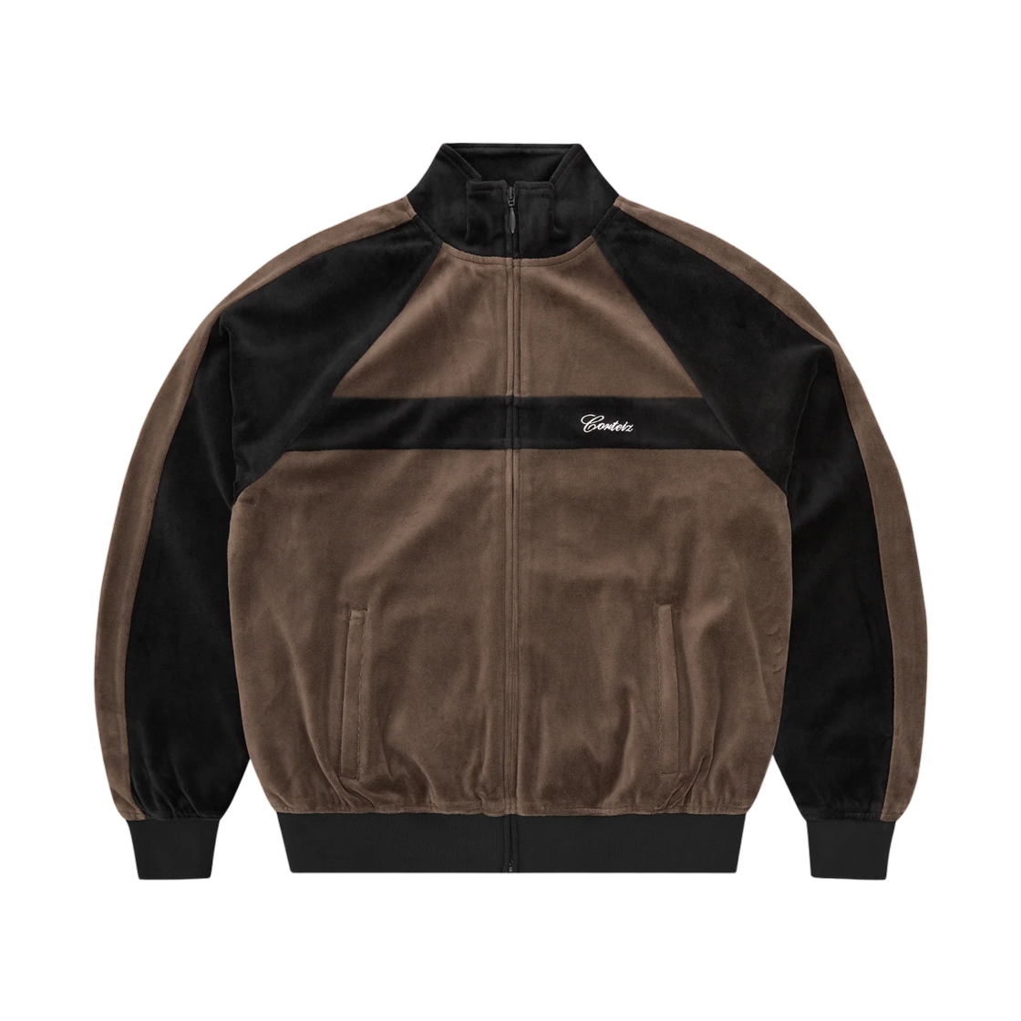 코르테이즈 피스타 벨루어 트랙 자켓 블랙 브라운(Corteiz Pista Velour Track Jacket Black Brown)