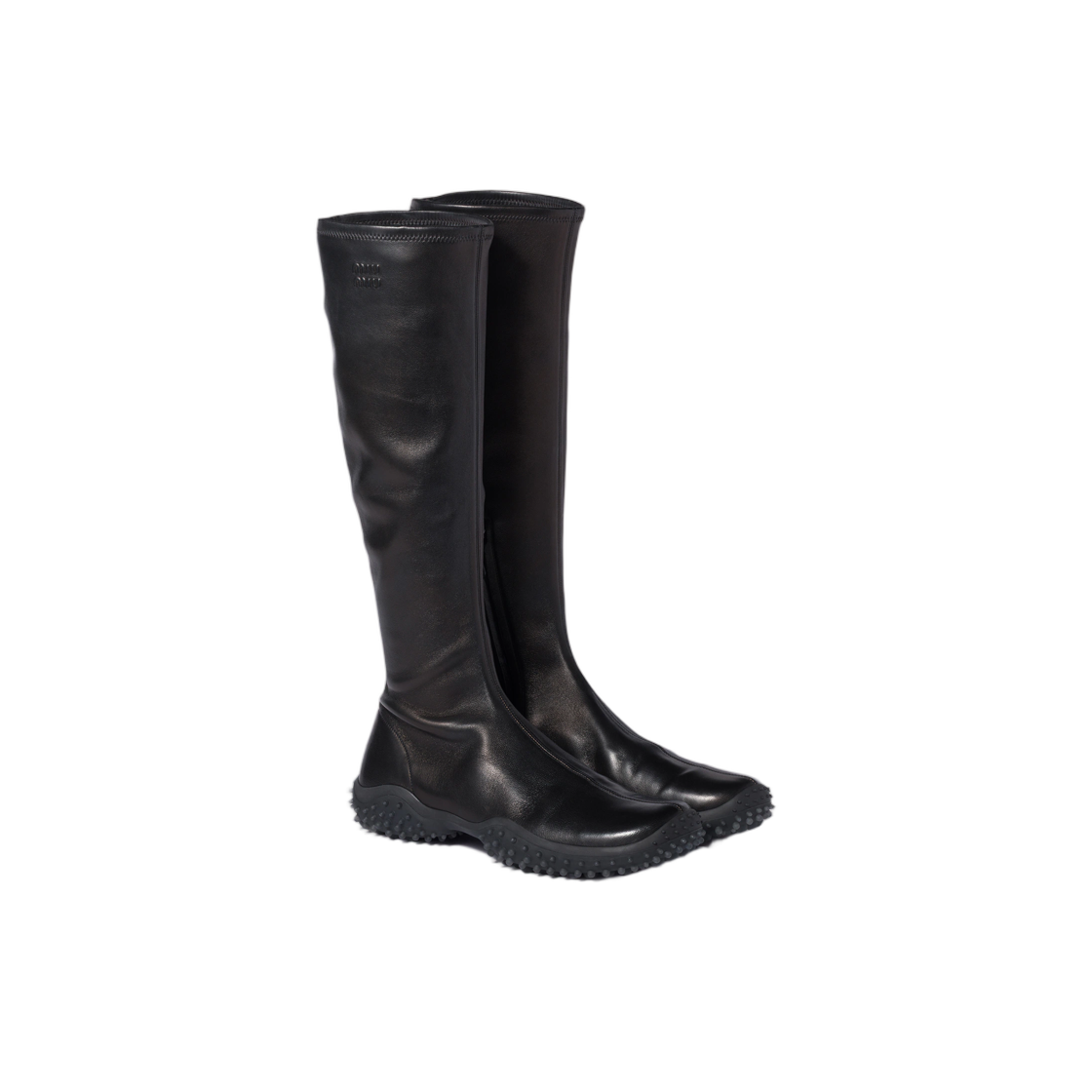 (W) 미우 미우 스트레치 나파 레더 부츠 블랙((W) Miu Miu Stretch Nappa Leather Boots Black) - 2