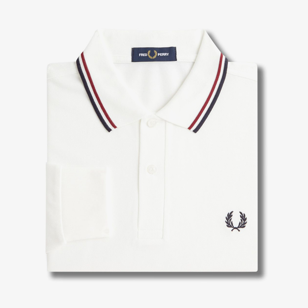 프레드페리 M3636 롱슬리브 트윈 팁 프레드페리 셔츠 스노우화이트 번트레드 네이비(Fred Perry M3636 L/S Twin Tipped FP Shirt Snow White Burnt Red Navy) - 6