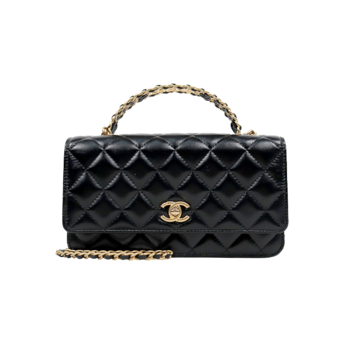 샤넬 블랙 퀼팅 CC 탑핸들 WOC 내장칩 C-A64245(Chanel Black Quilted CC Top Handle WOC C-A64245) - 1