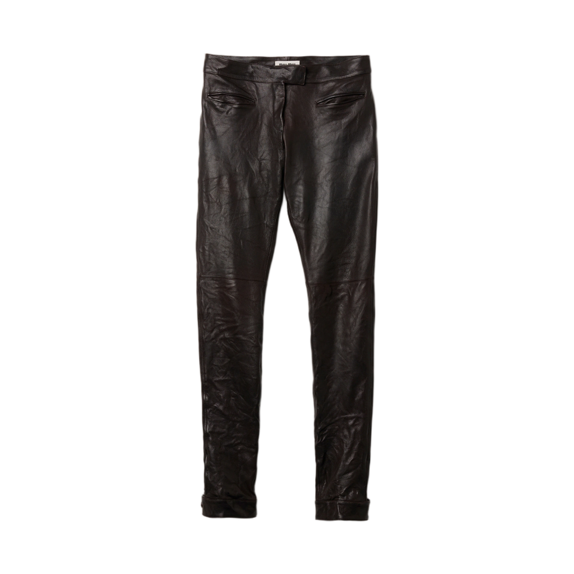 MPP421-19E6-F0003 (W) Miu Miu Leather Pants Dark Brown