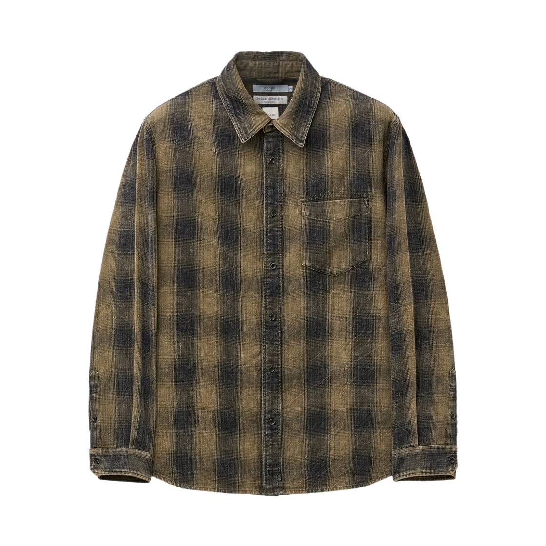 시리즈 아일랜드 데님 워싱 카키 체크 셔츠 릴랙스핏 카키(Series Island Denim Washed Khaki Check Shirt Relaxed Fit Khaki)